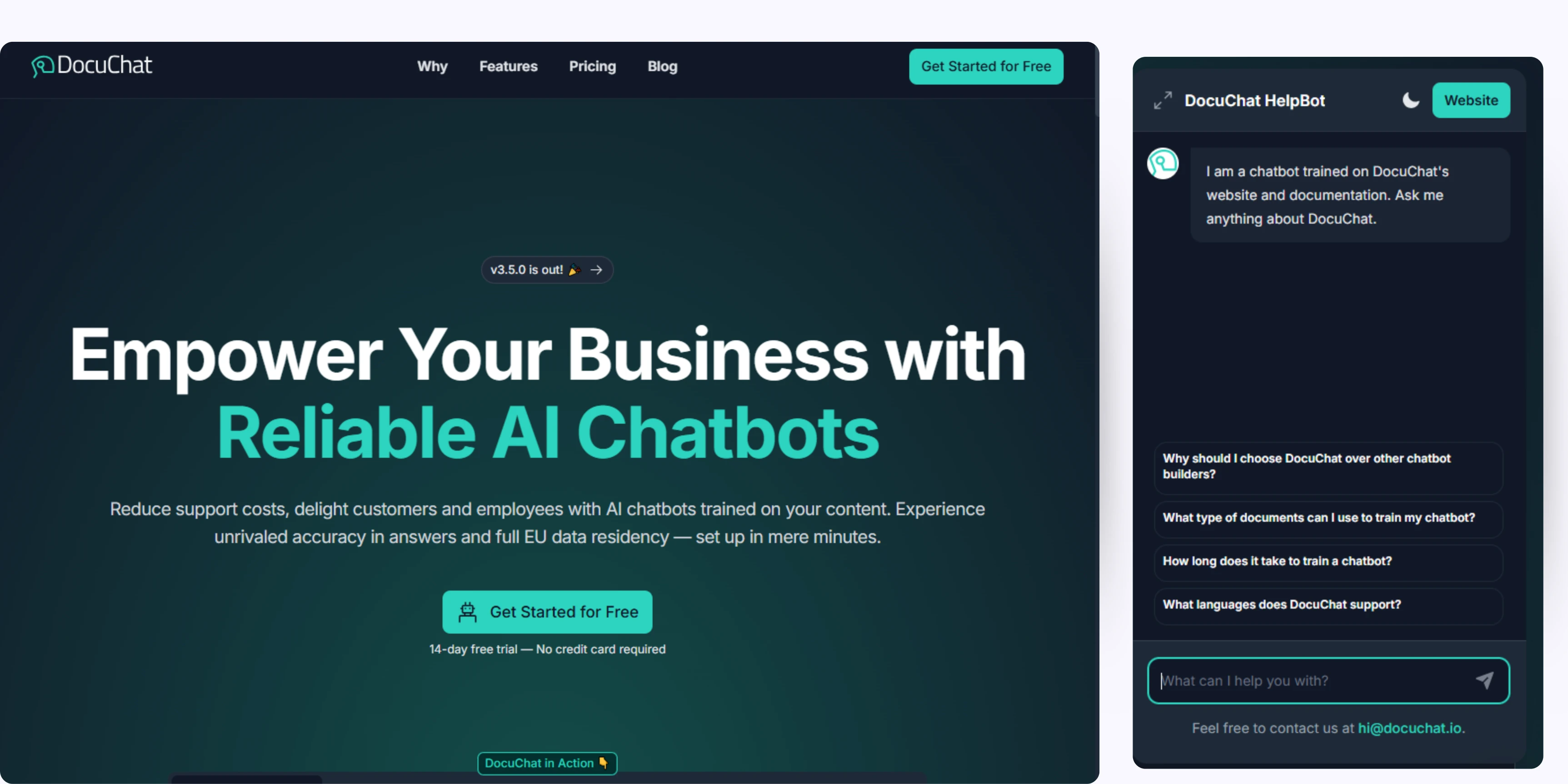 home page of DocuChat