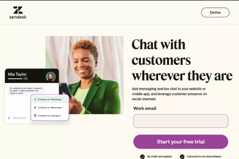 home page of Zendesk Chat