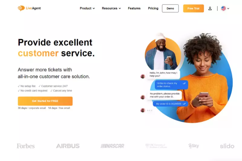 home page of LiveAgent