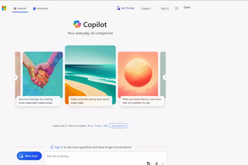home page of microsoft copilot