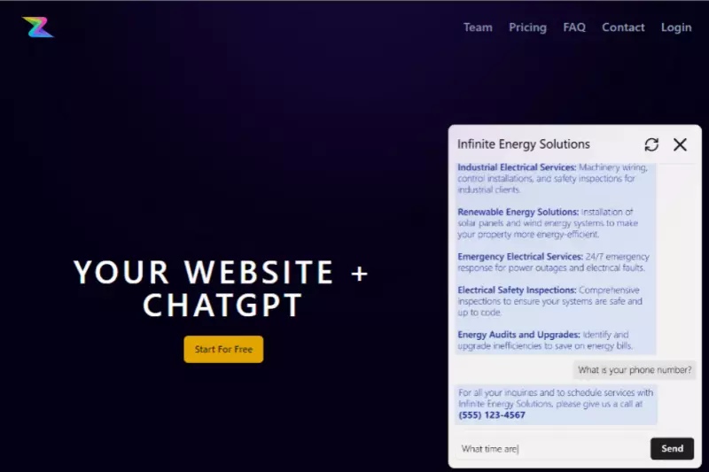 home page of zenochat