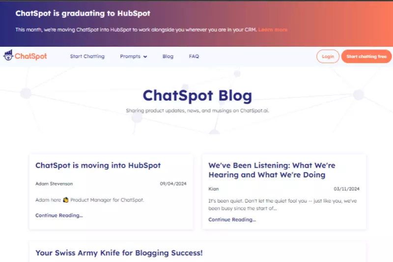 home page of chatspot