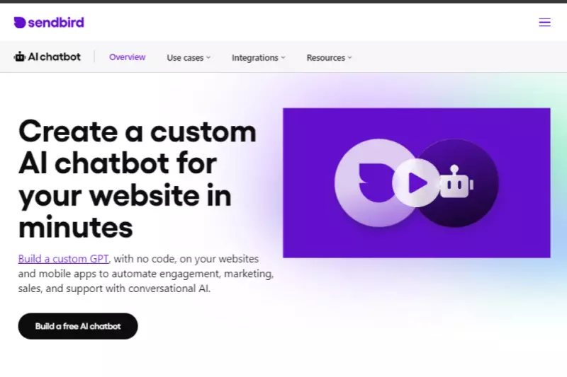 home page of sendbird ai chatbot