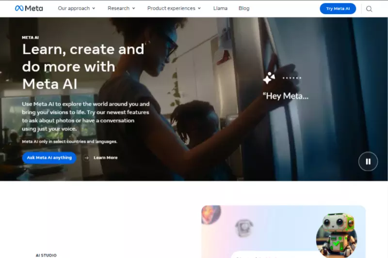 home page of meta.ai