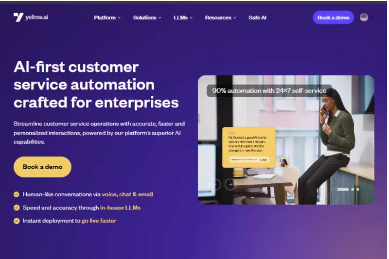 home page of Yellow.Ai
