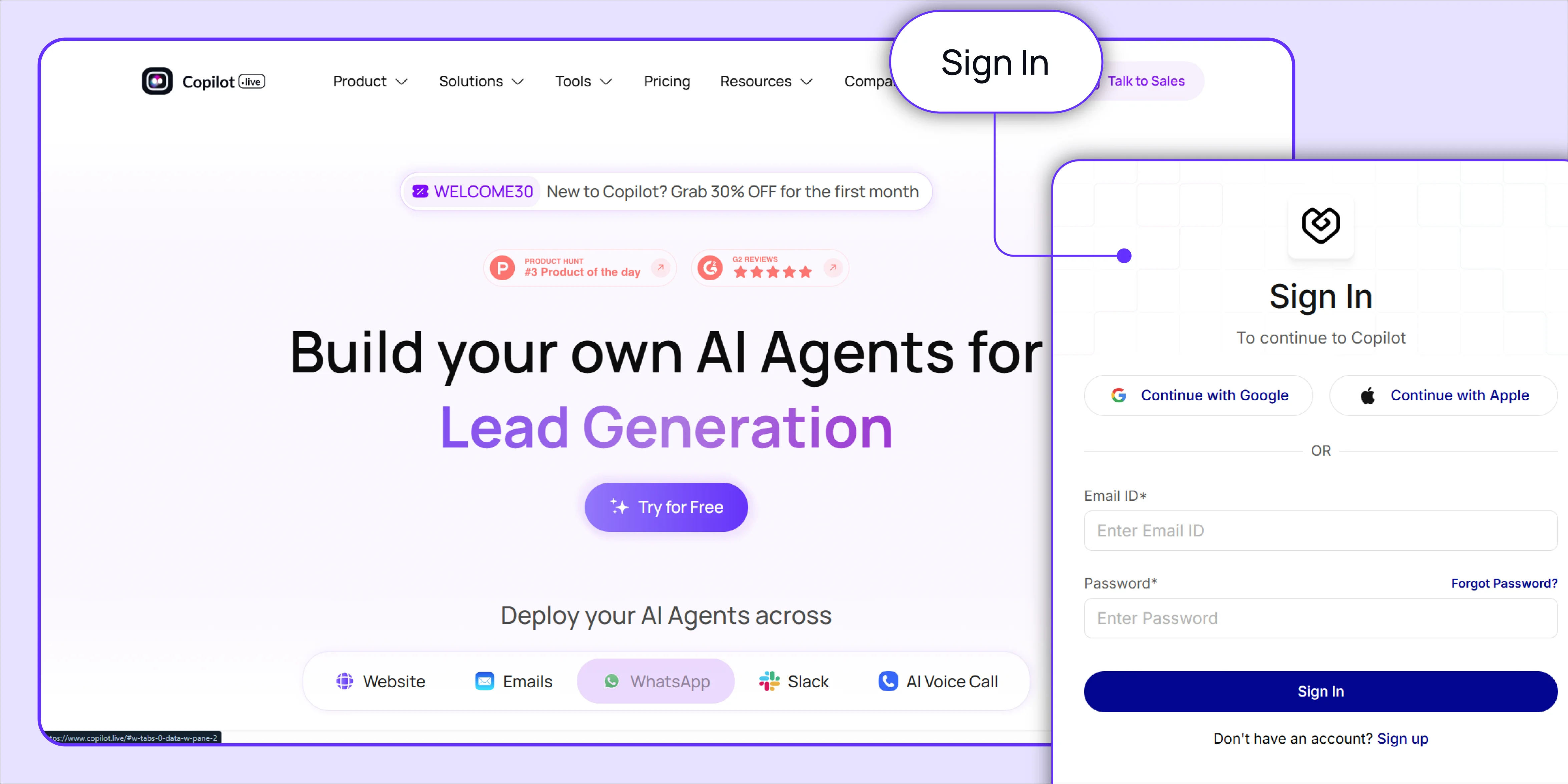 Sign in to Copilot.live.