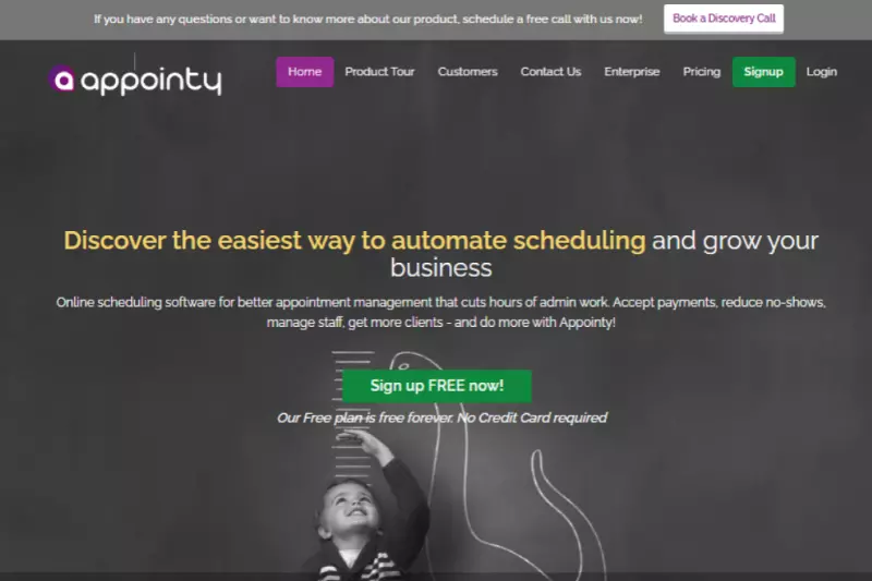 home page of Appointy