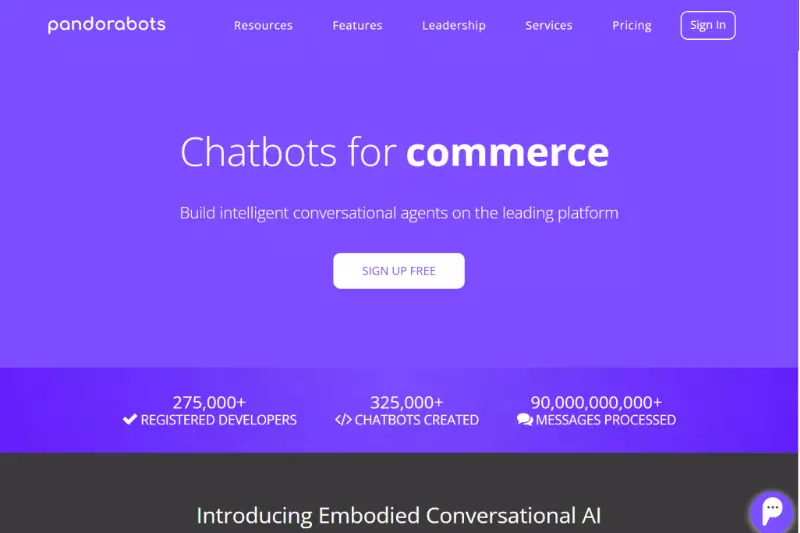 home page of Pandorabots