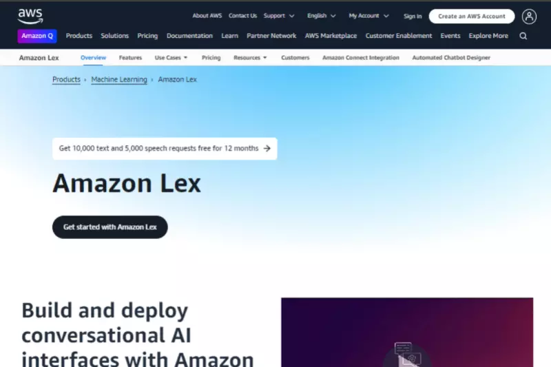 home page of Amazon Lex