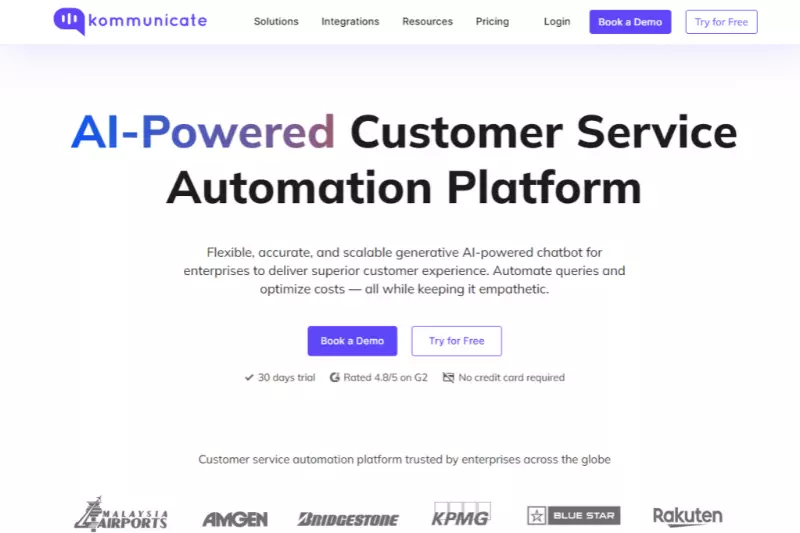 home page of Kommunicate