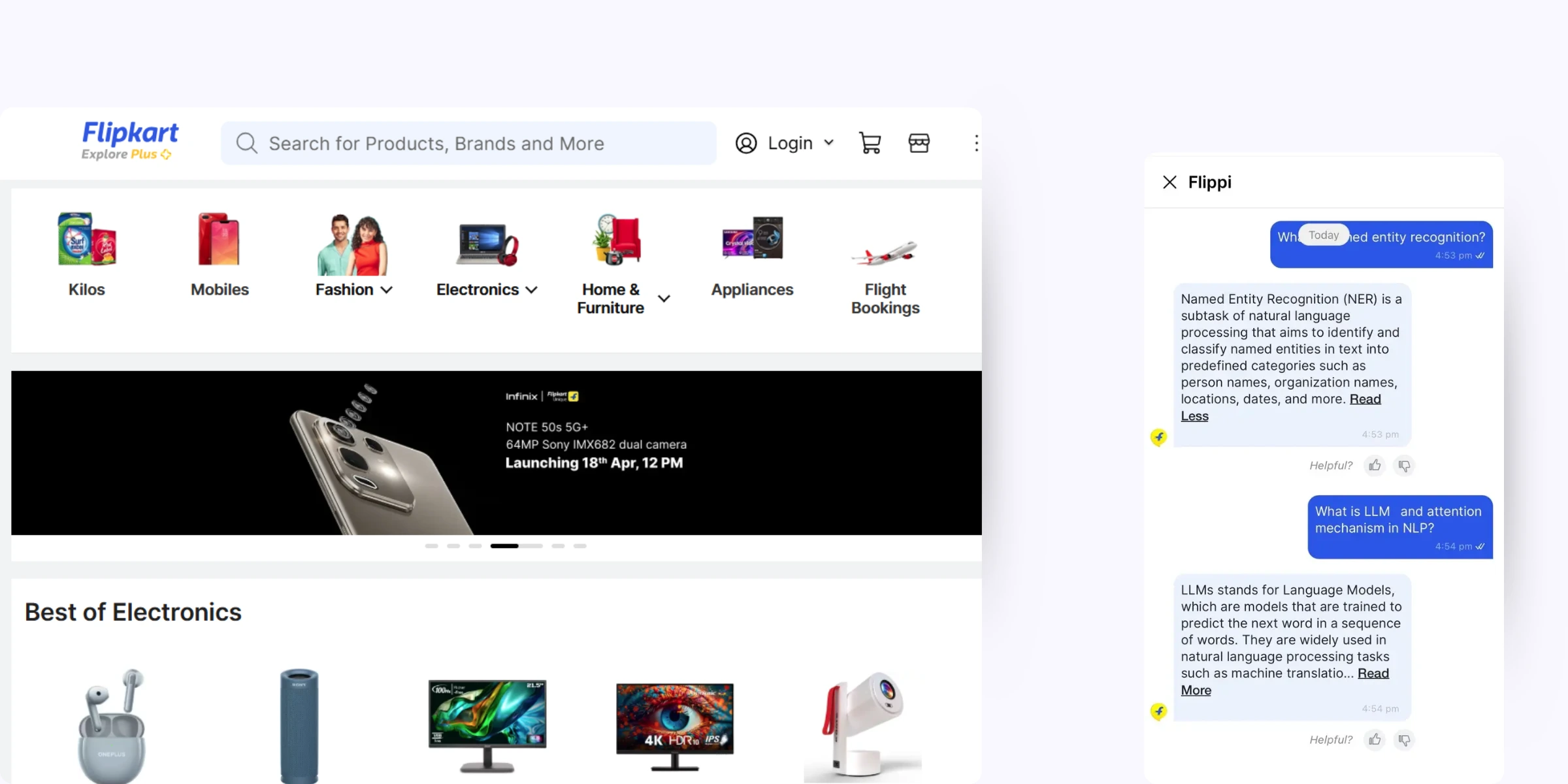 home page of Flipkart