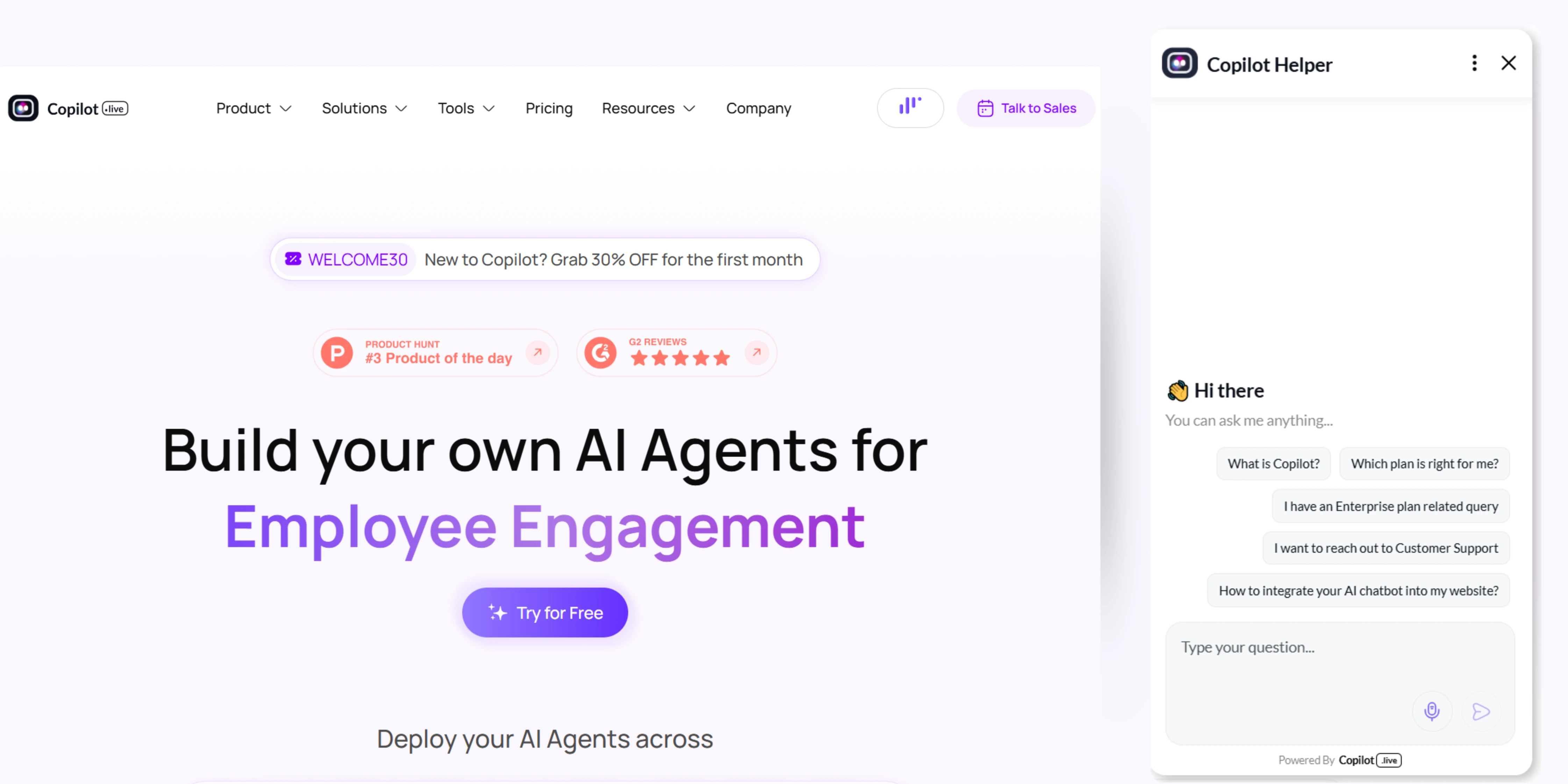 home page of Copilot.live