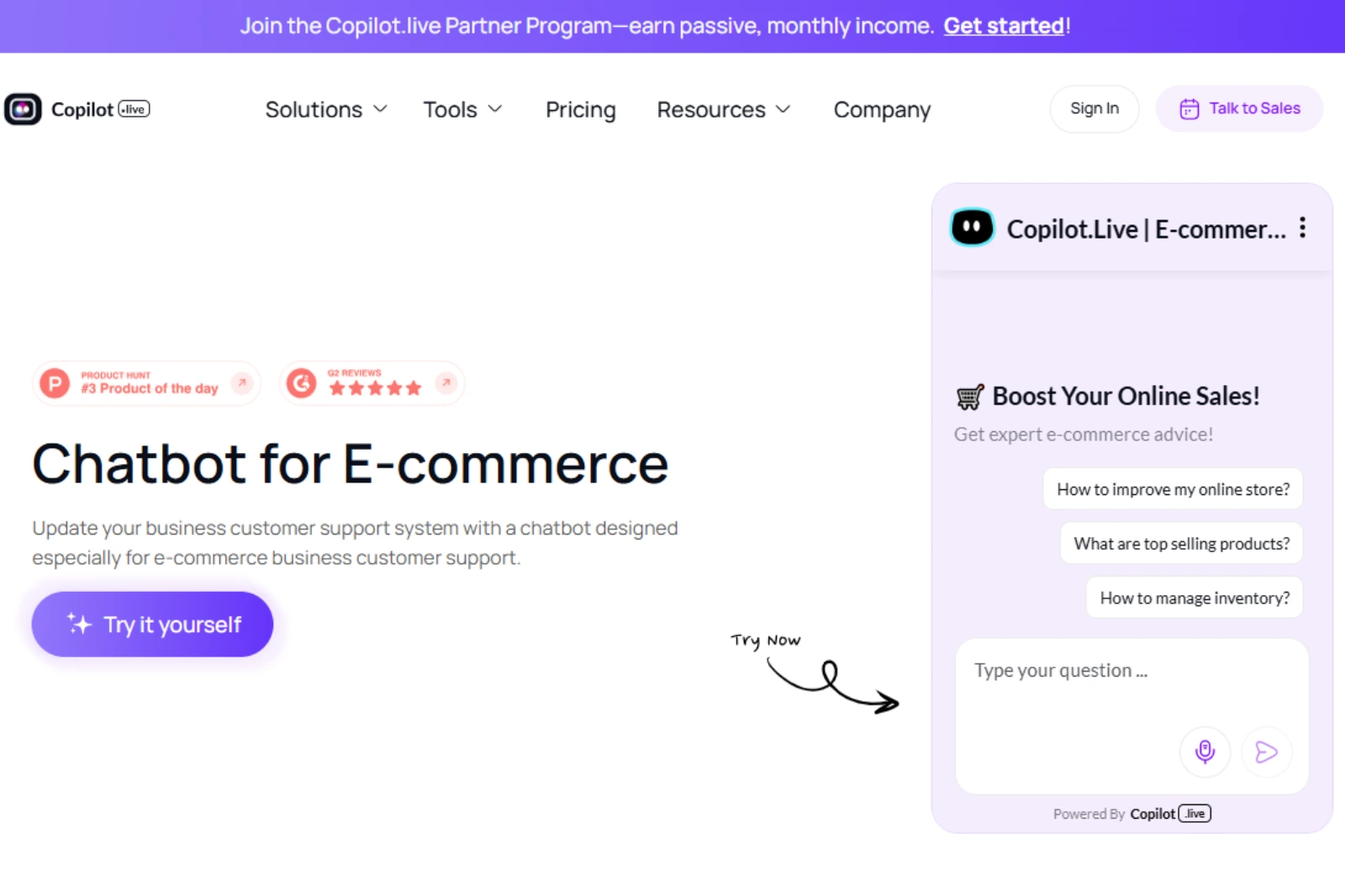 home page of Copilot.Live