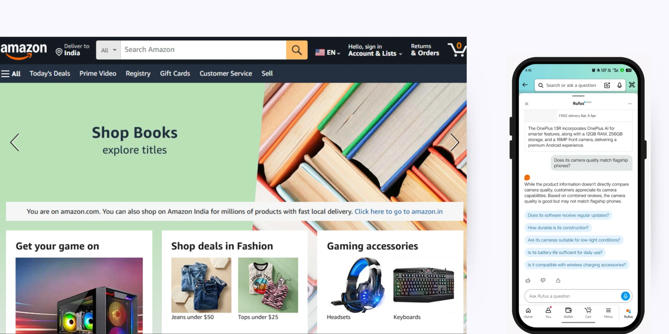 home page of Amazon