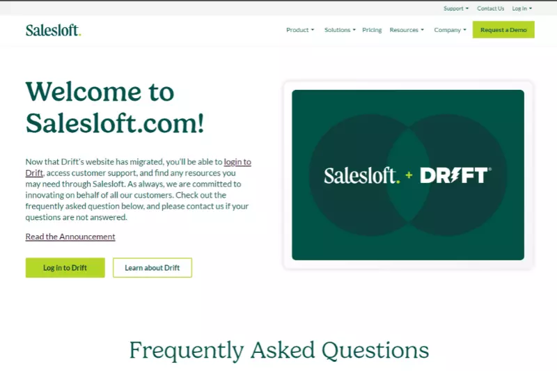 home page of Drift