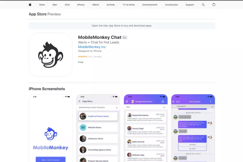 home page of MobileMonkey
