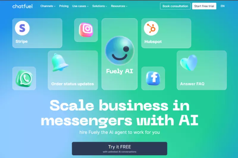 home page of Chatfuel