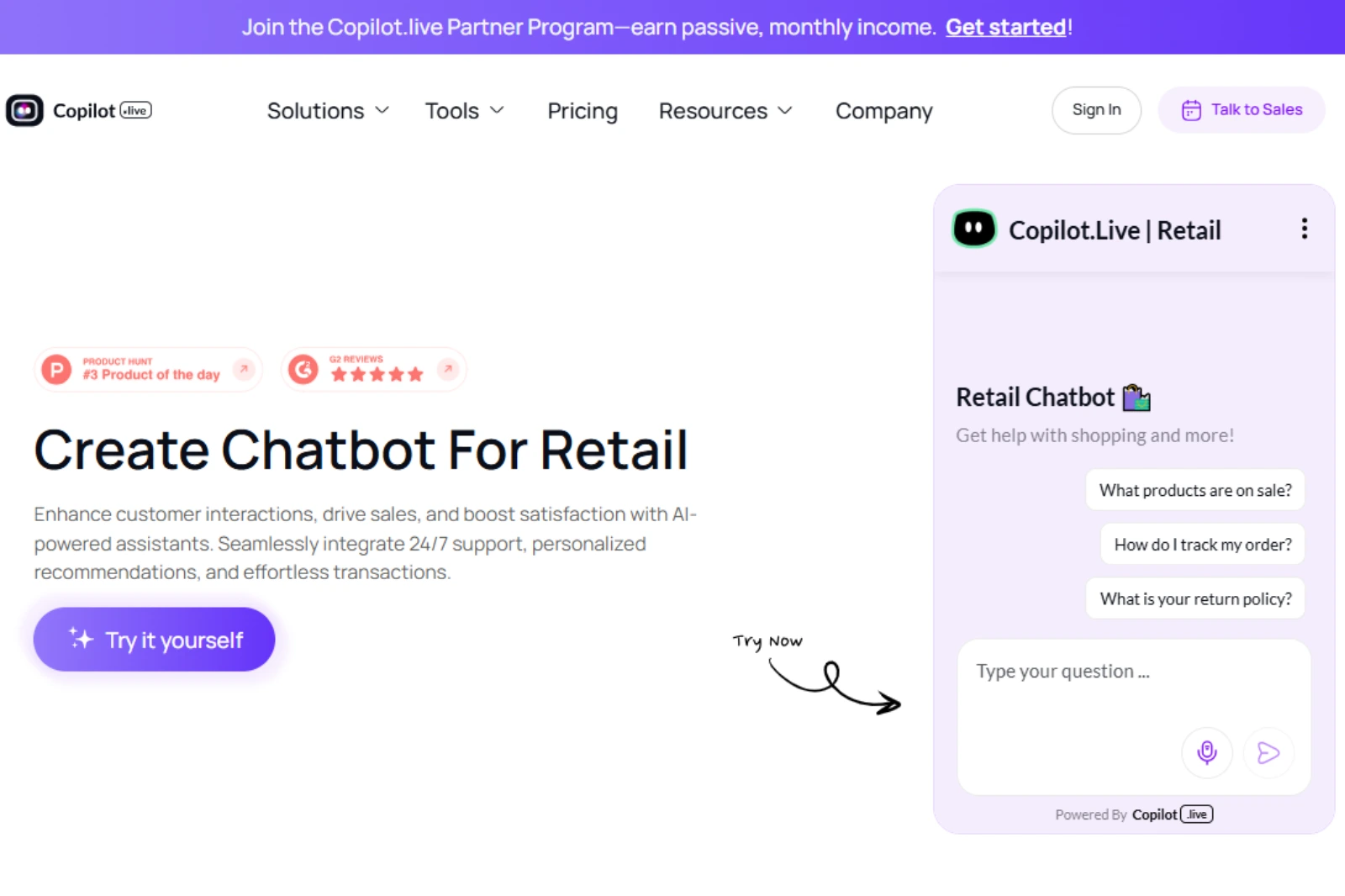 home page of Copilot.Live