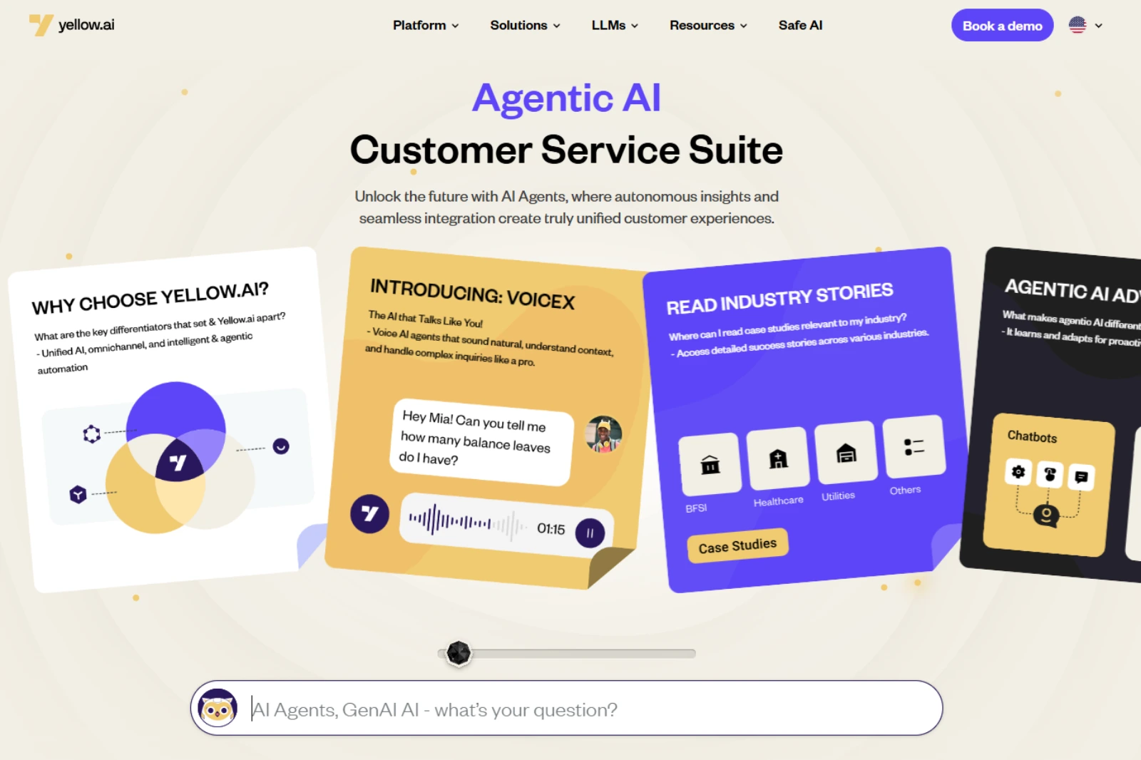 home page of Yellow.ai