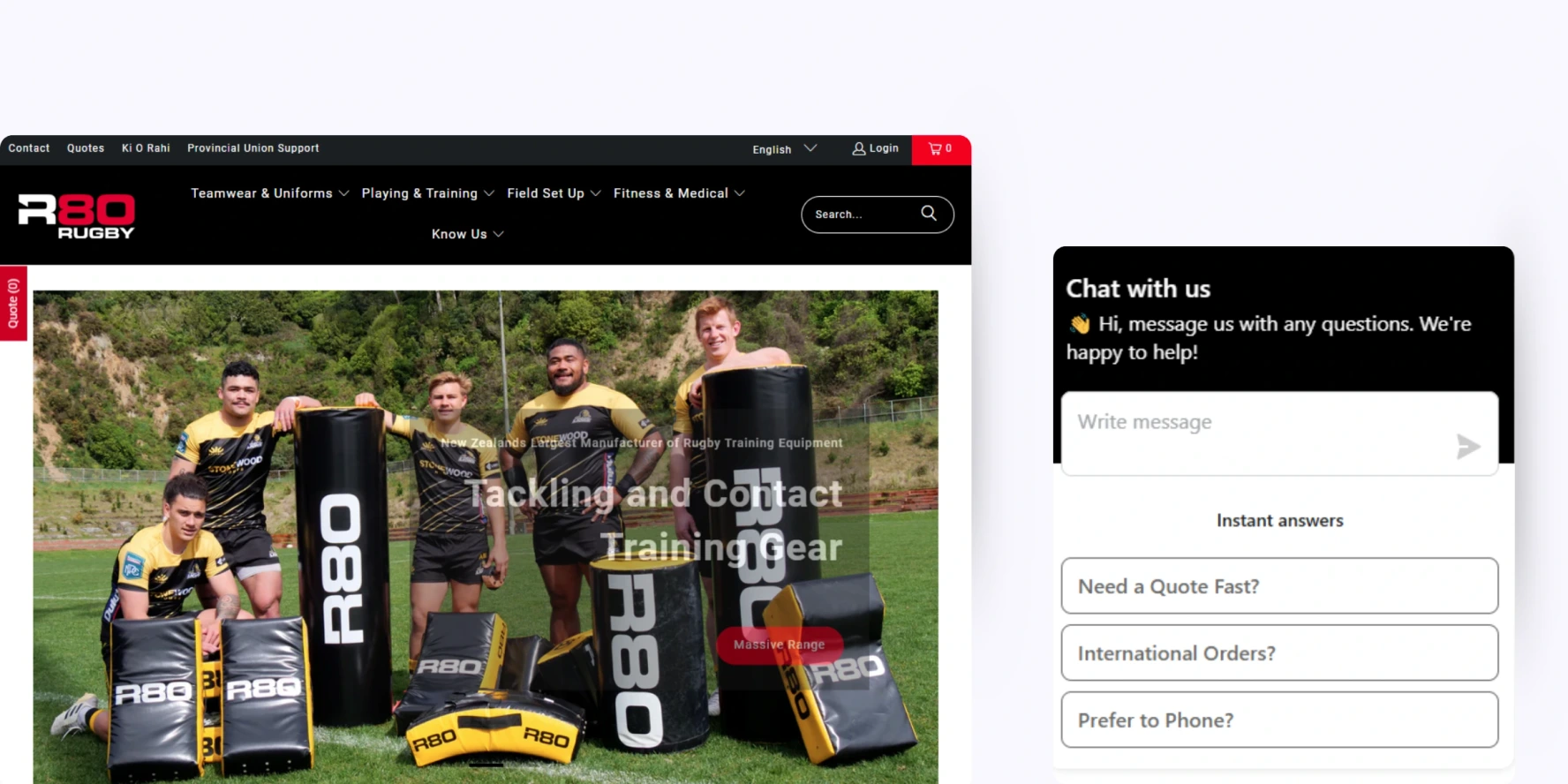 home page of R80 Rugby