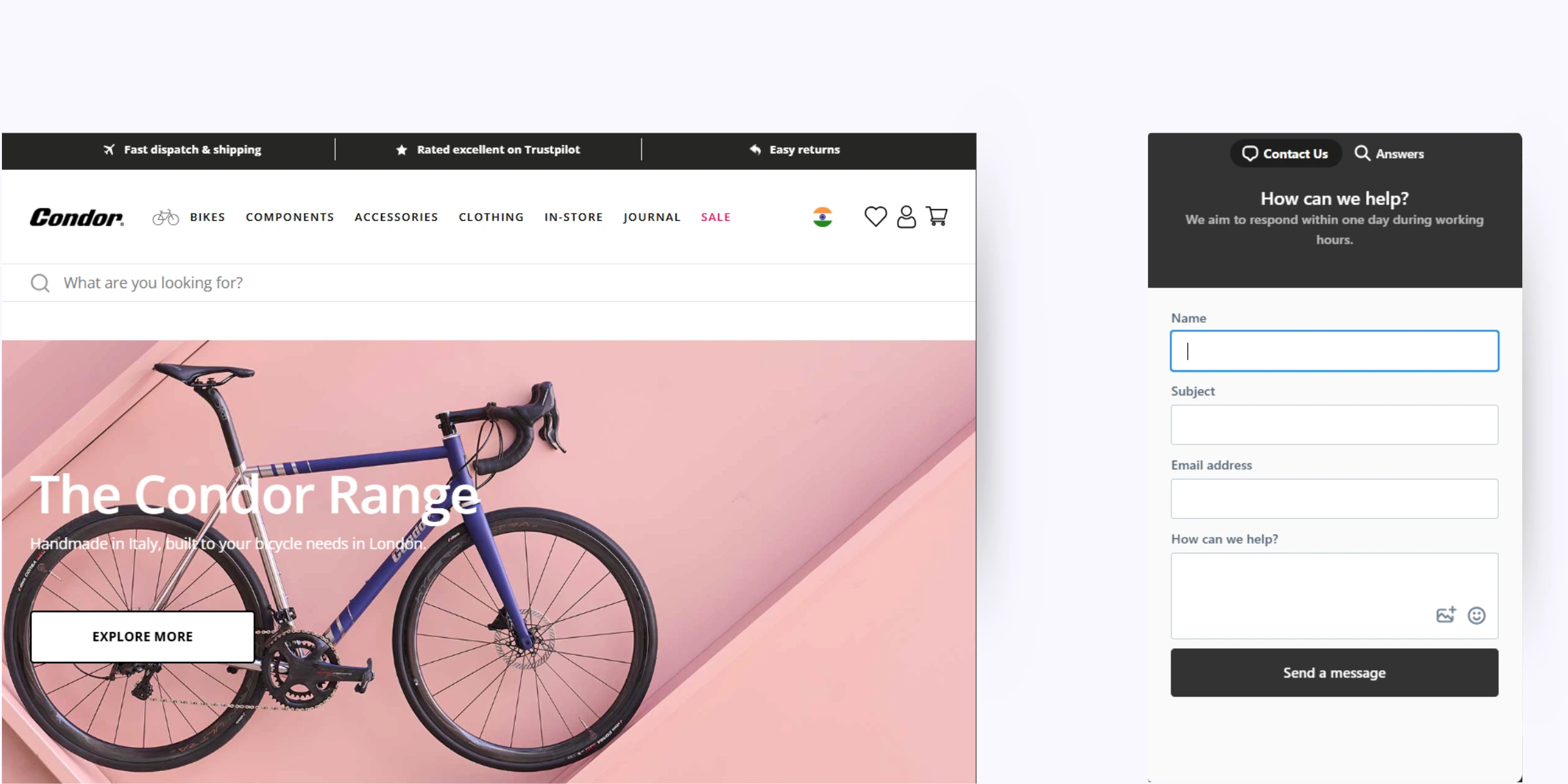 home page of Condor Cycles