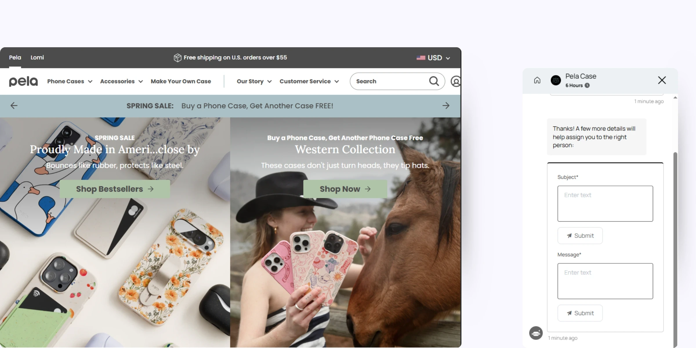 home page of Pela Case‍