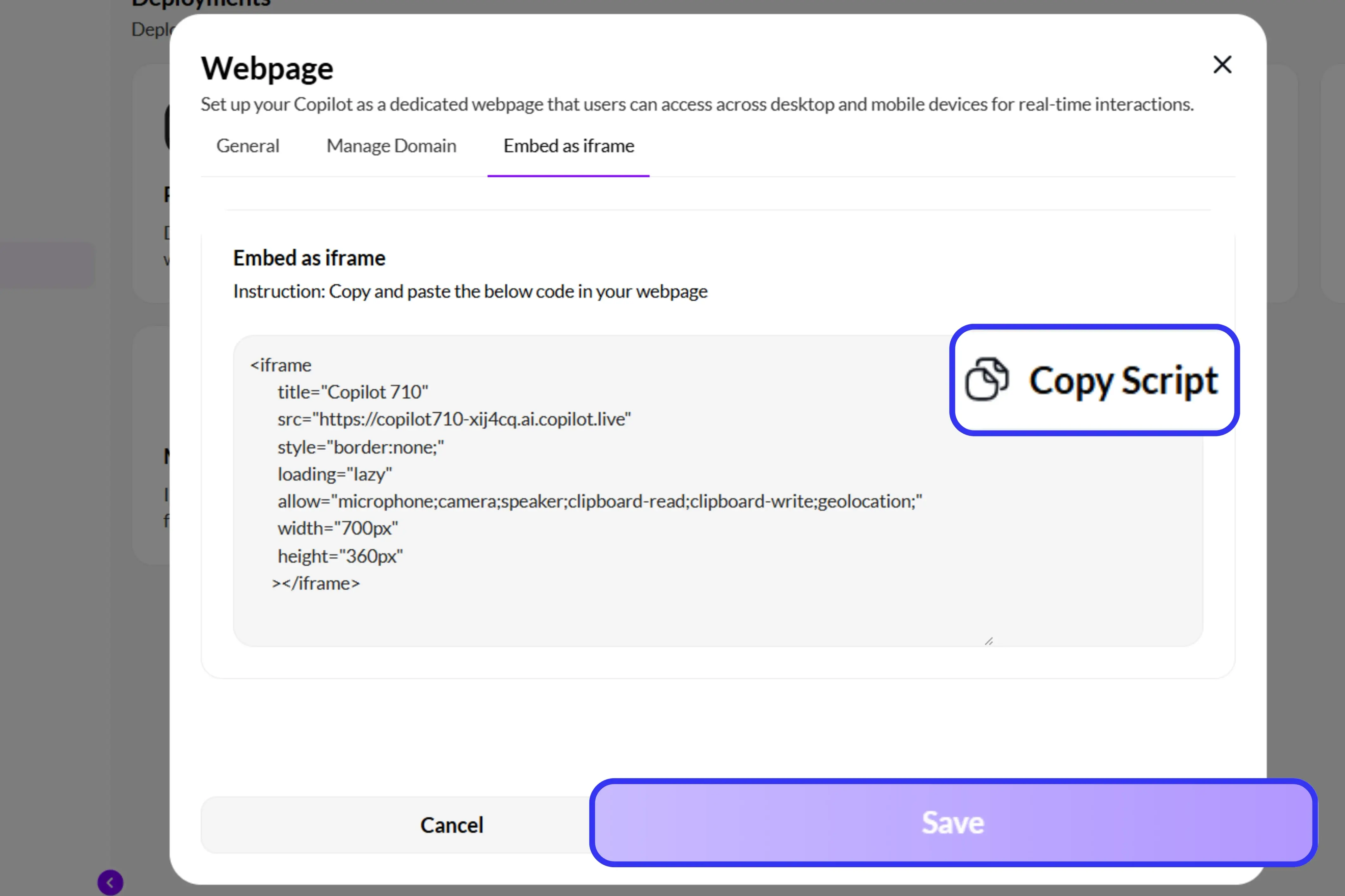 Deploy to your website