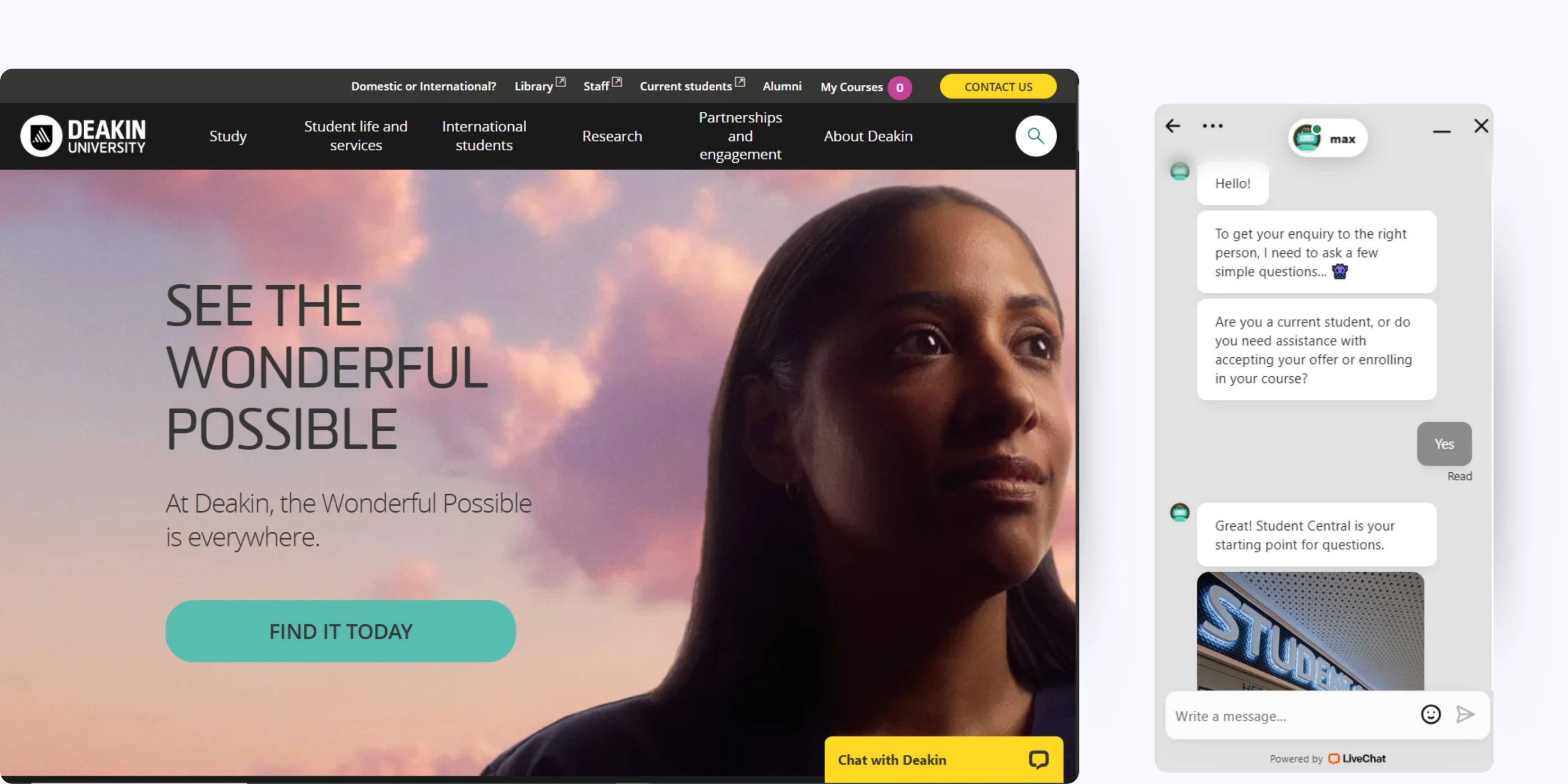 home page of Deakin University - Genie 