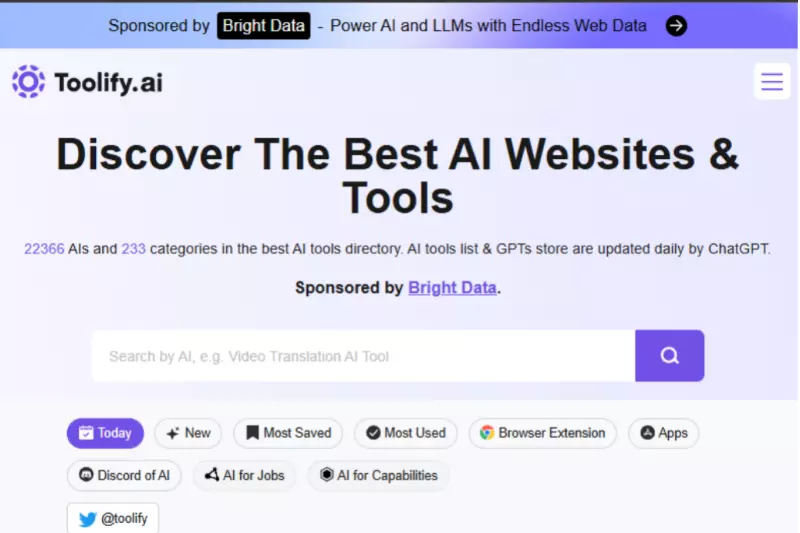 home page of Toolify.ai
