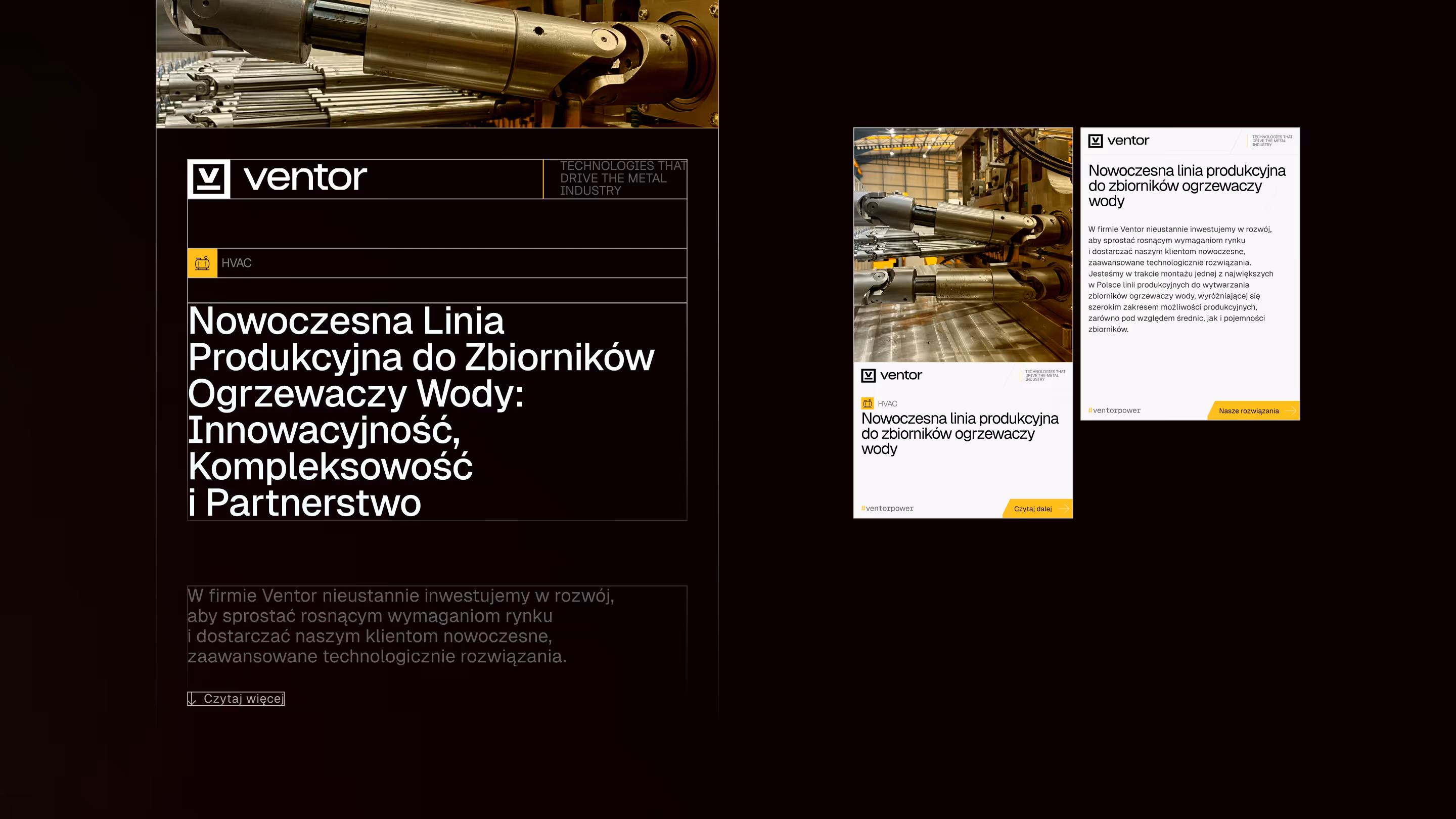 Ventor case study adapted from a mobile webpage into a social media carousel post