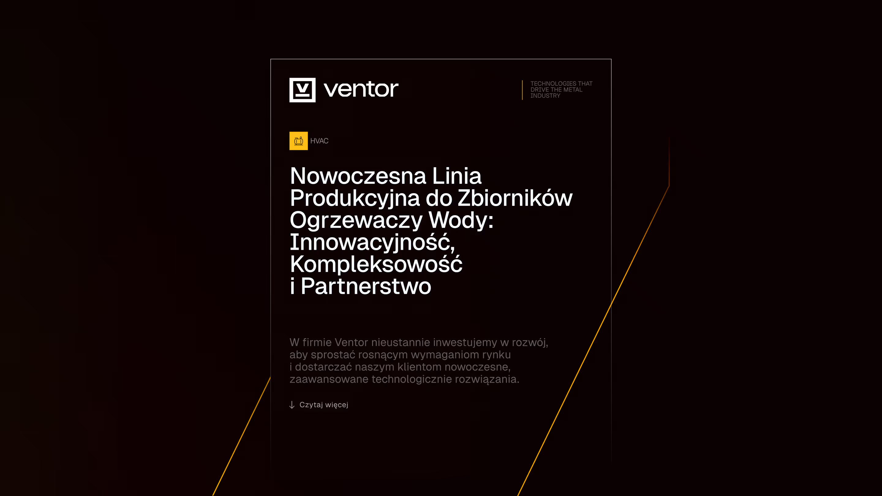 Ventor case study cover featuring industrial branding and website design