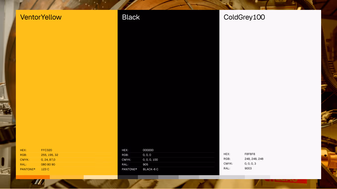 Color palette for the Ventor visual identity