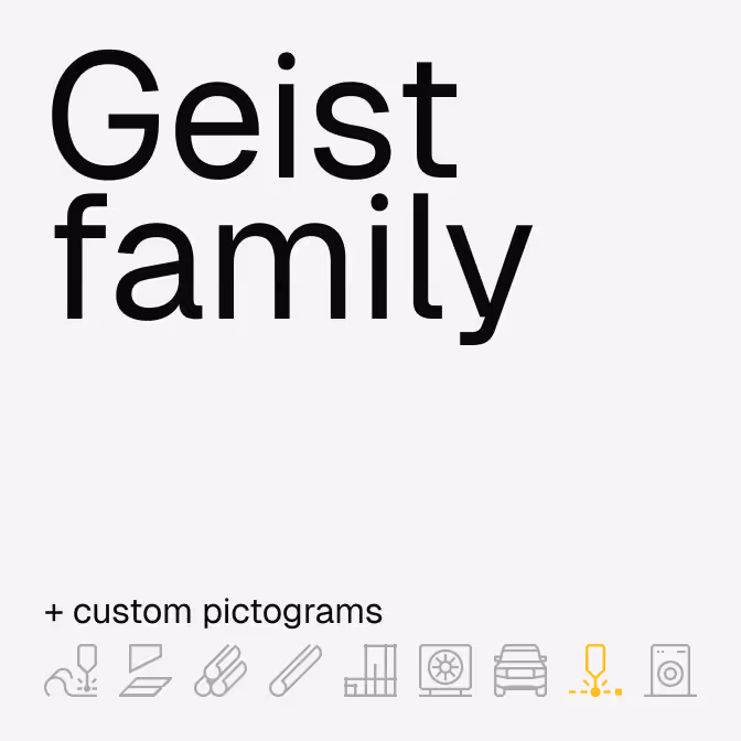Comparison of the Geist typeface and the custom pictogram family designed for Ventor