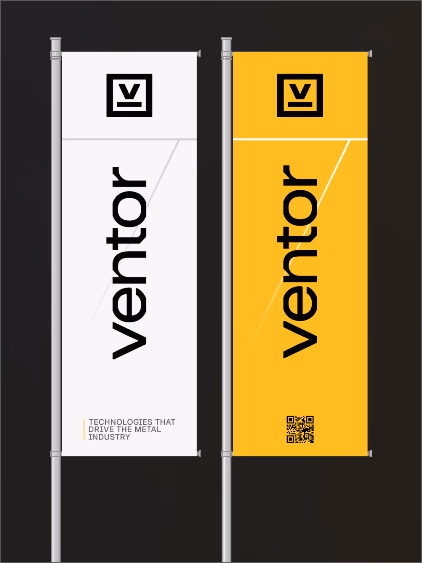 Ventor flags designed as part of the visual identity system