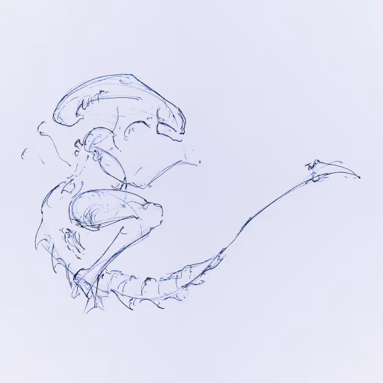 Xenomorph sketch used as inspiration for the Giger Ink logotype