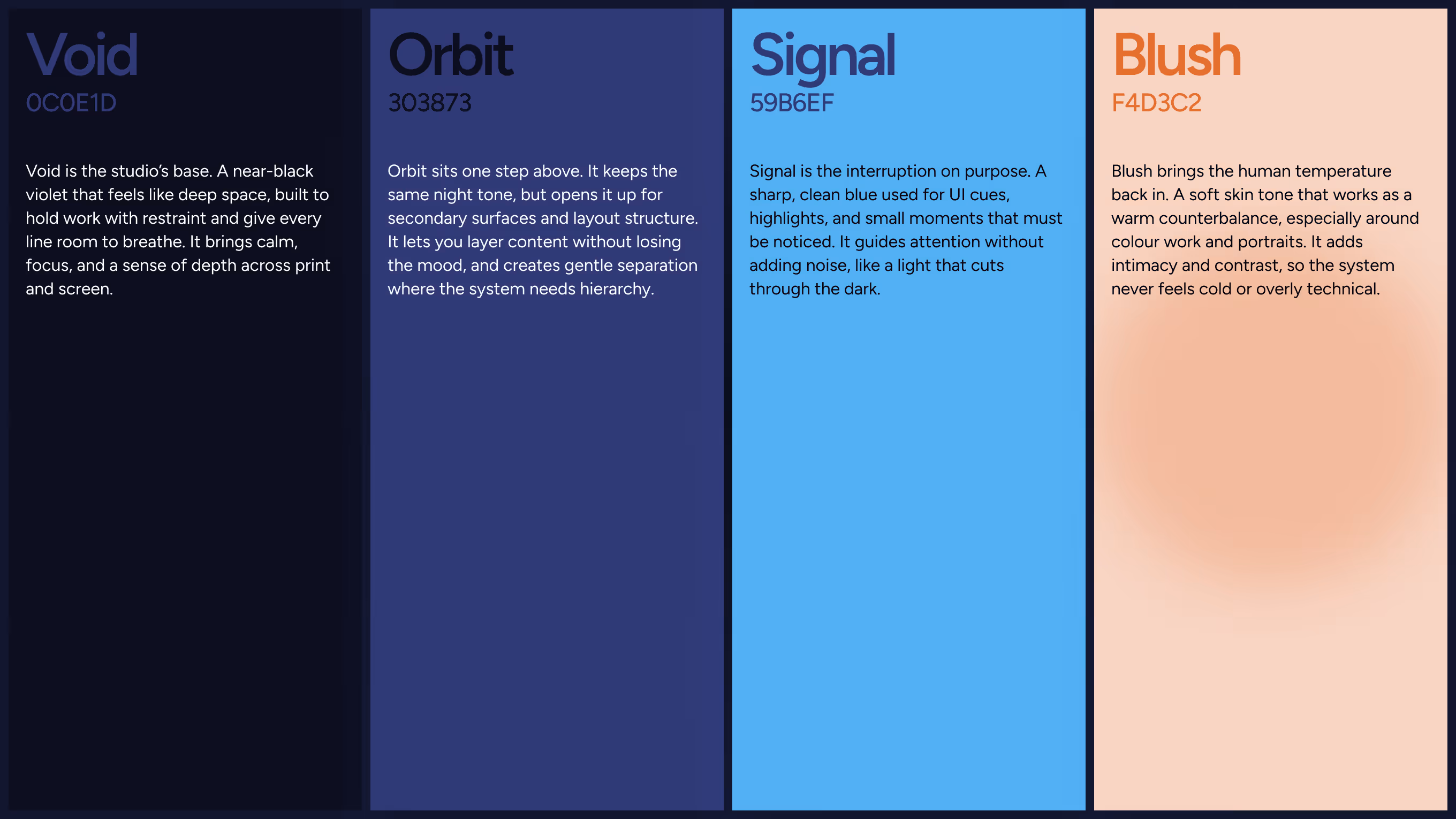 Color palette for the Giger Ink visual identity