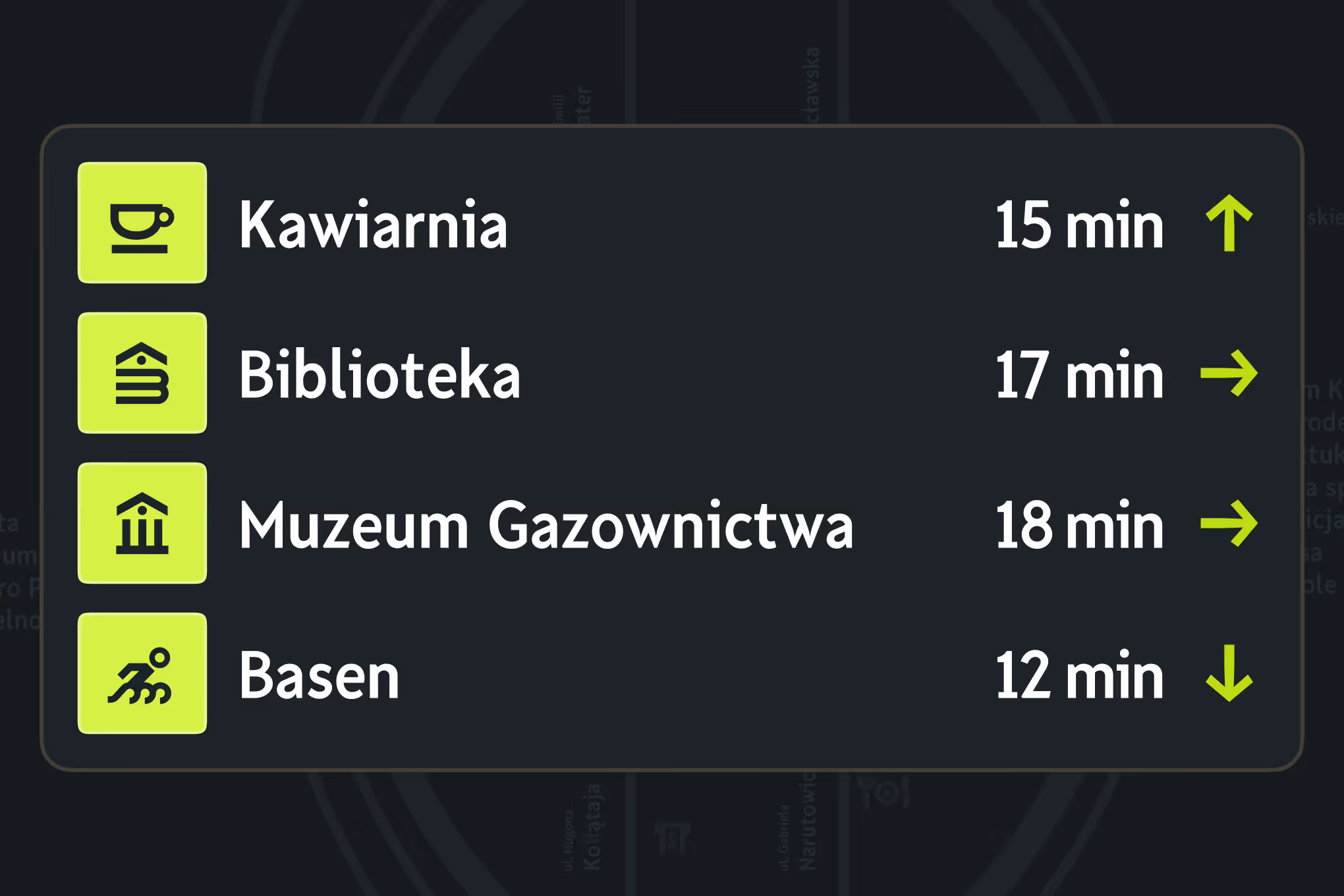 Paczków pictogram set: icons and custom typeface applied to a wayfinding sign