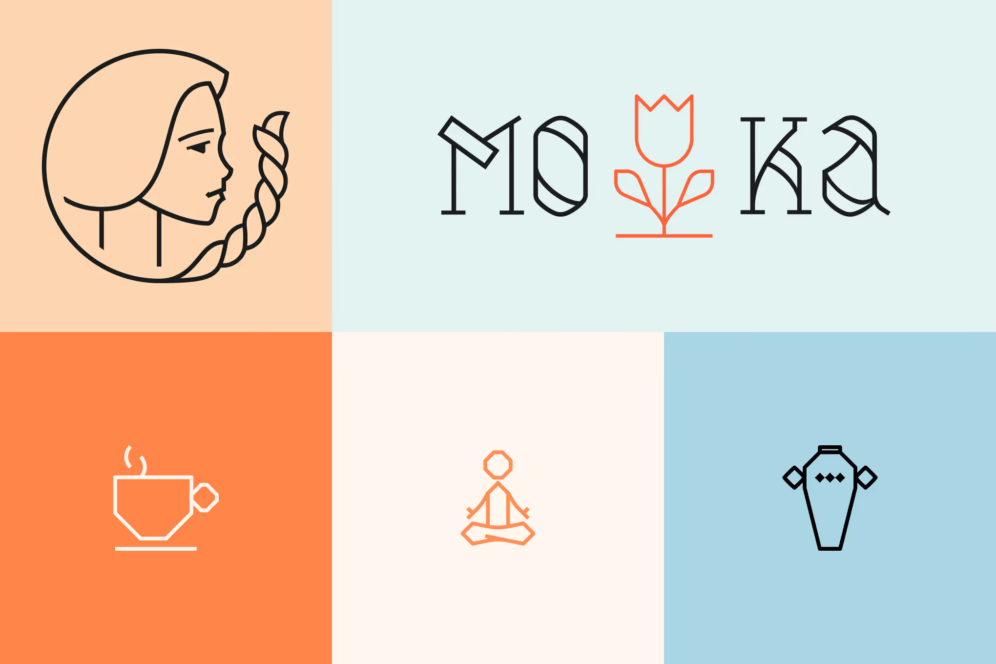 MOKA pictogram set alongside the custom logotype and signet