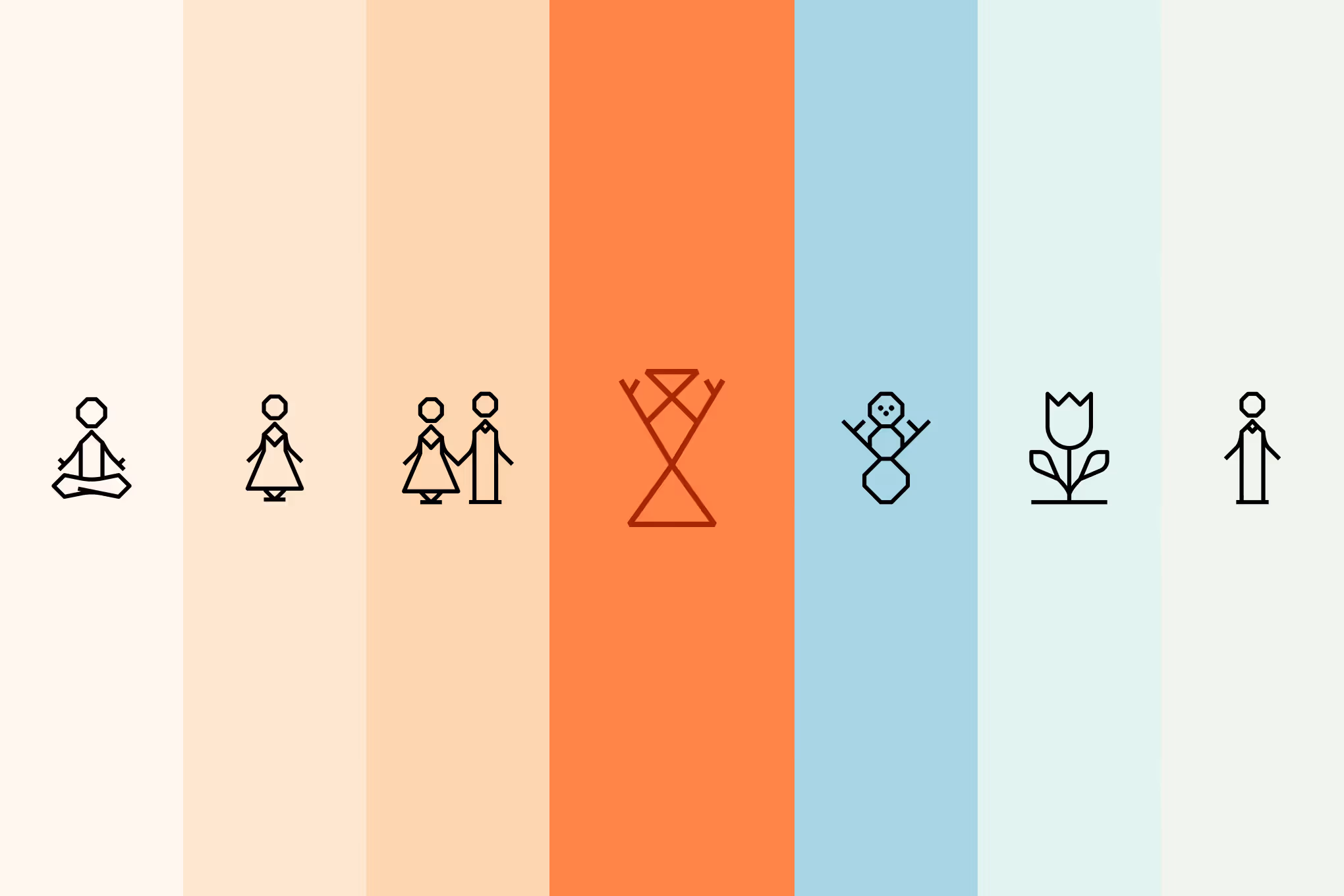 MOKA pictogram set: icons derived from the Mokosz symbol, which also served as the construction grid