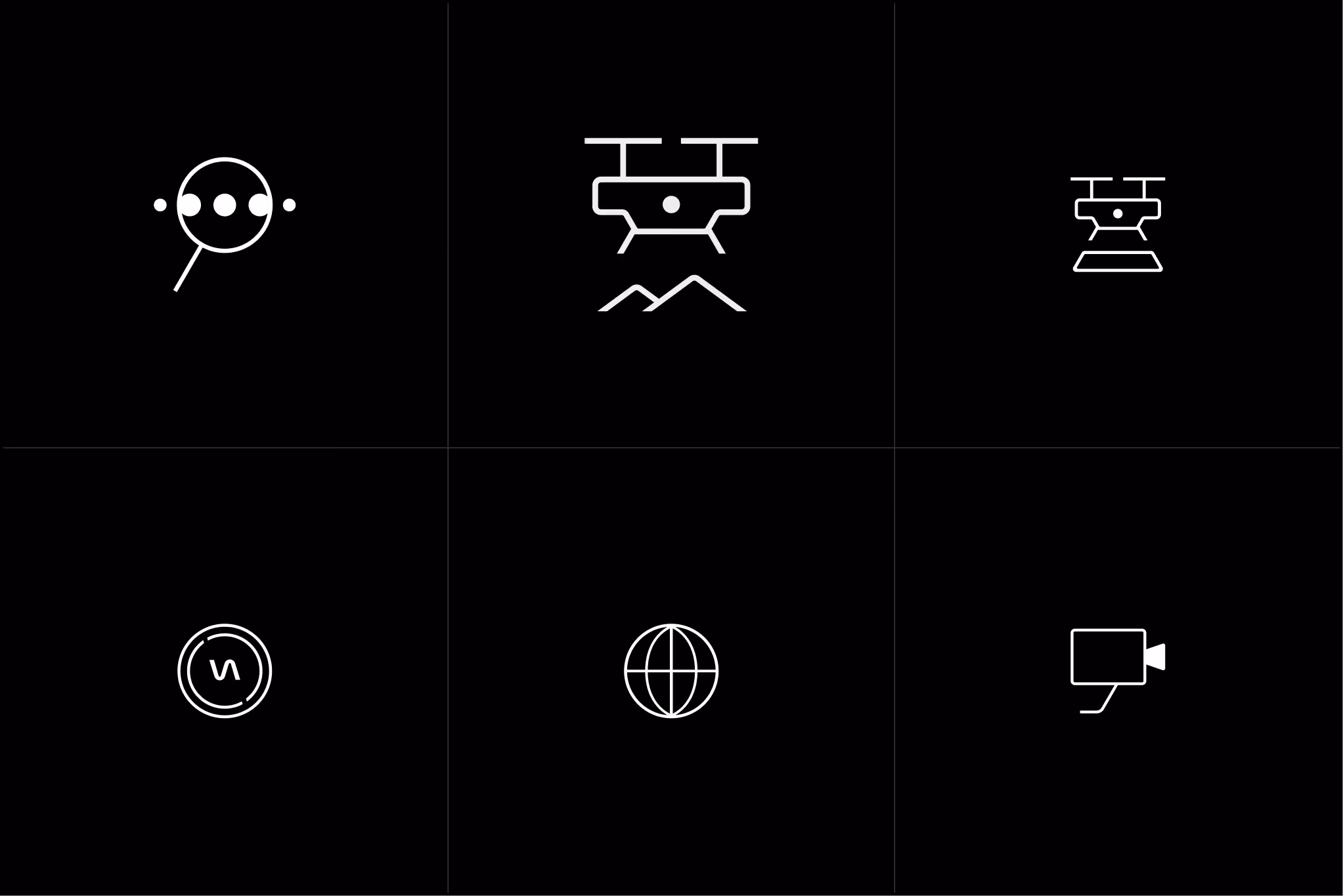 Valo pictogram set: drone field operations, docking, search, and monitoring icons