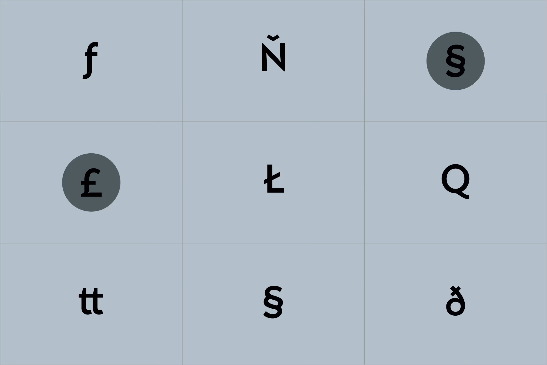 Paczków Accidence — selected letterforms enlarged on construction grid
