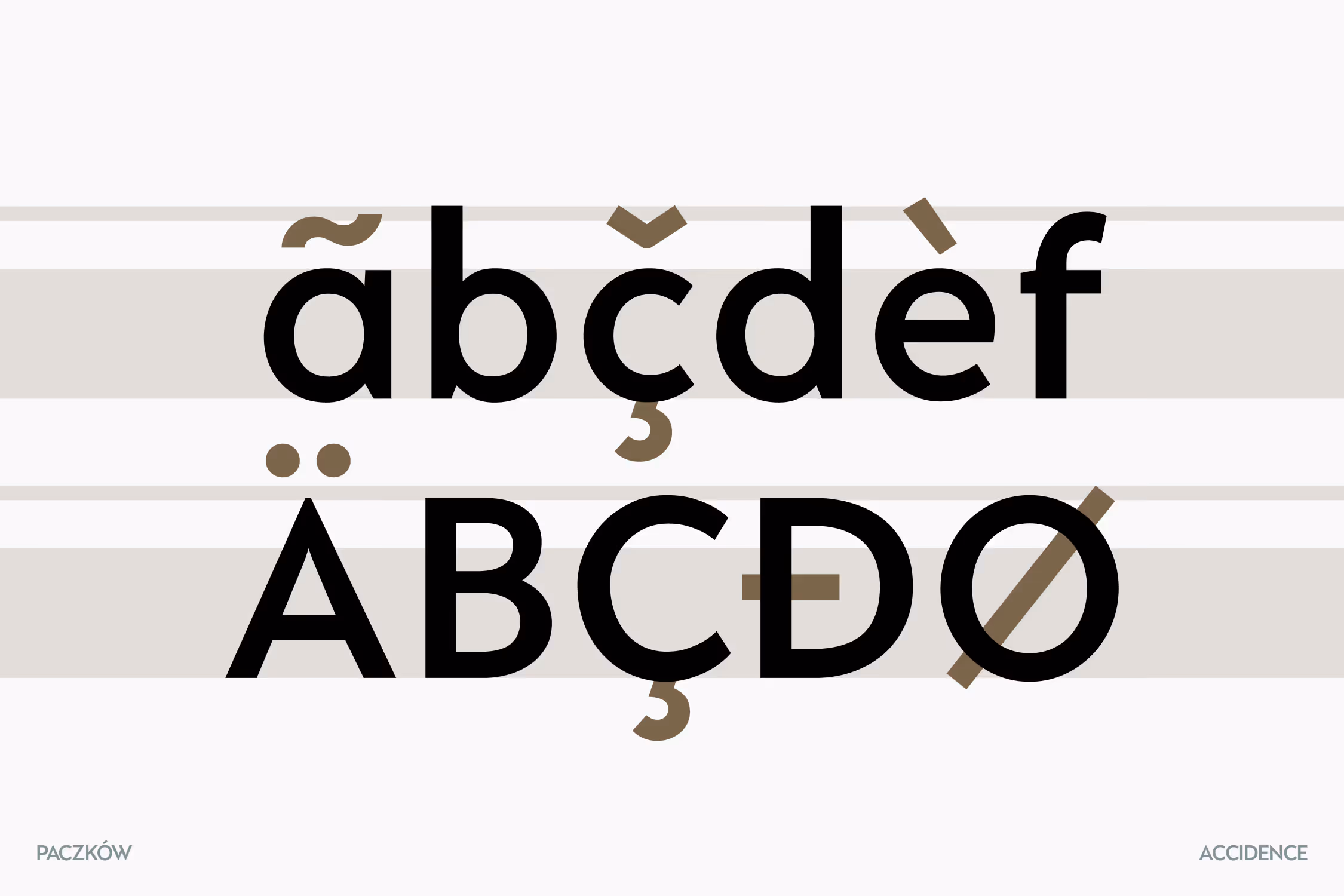 Paczków Accidence — diacritic marks highlighted across the character set