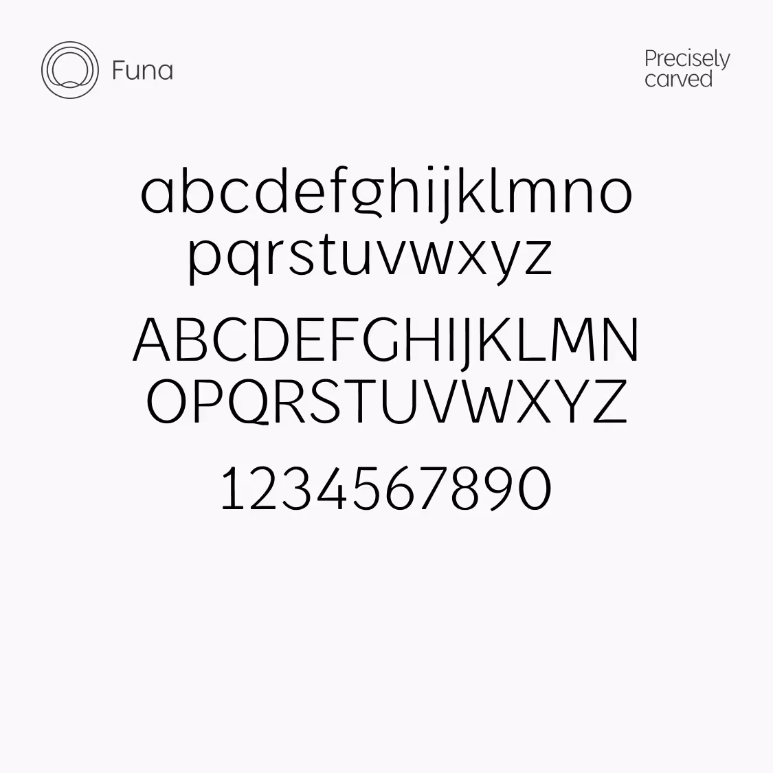 FUNA typeface — basic character set with numerals