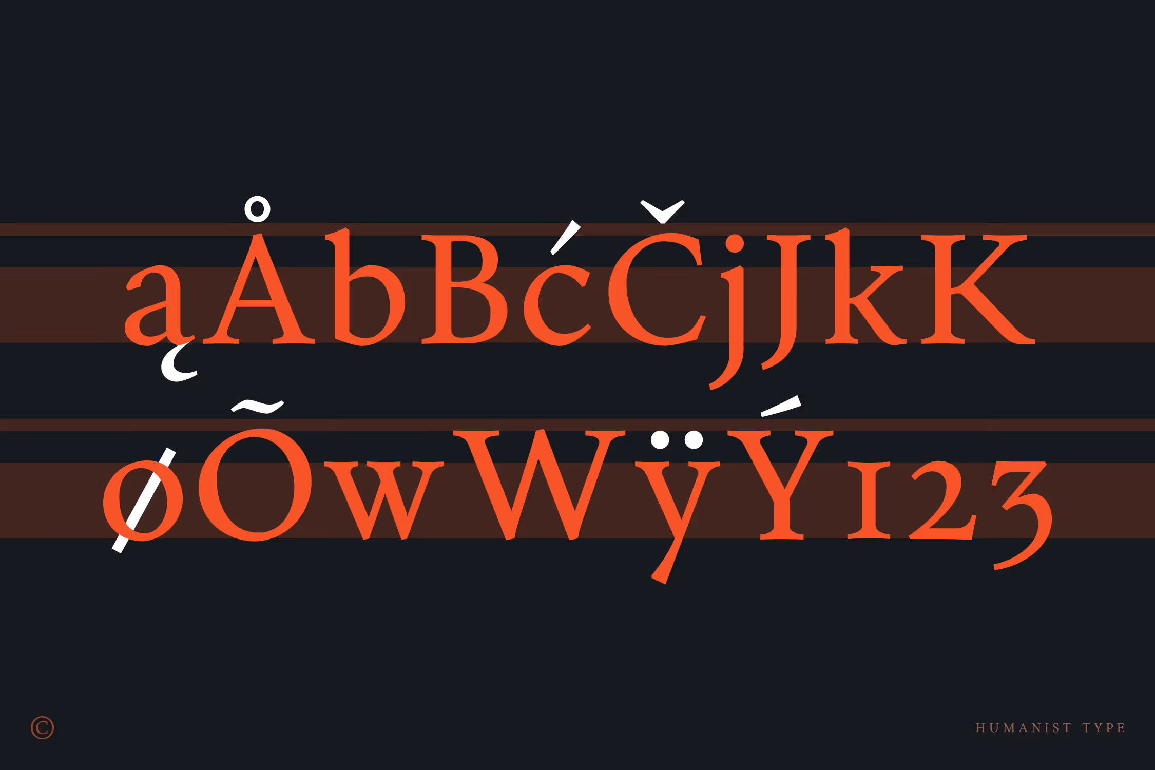 CESAR typeface — selected letters with diacritics