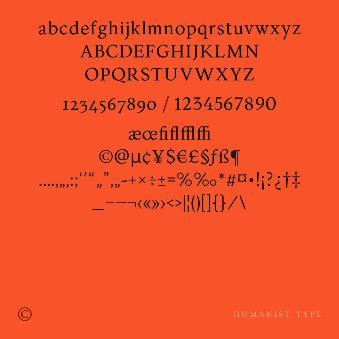 CESAR typeface — basic character set