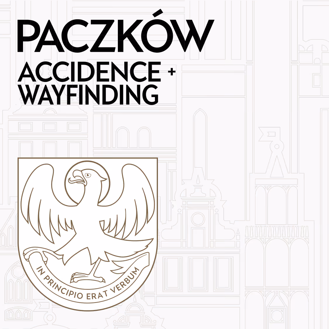 Paczków Accidence — typeface cover with wordmark and city coat of arms