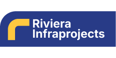 Riviera Infraprojects logo with a yellow and blue design.