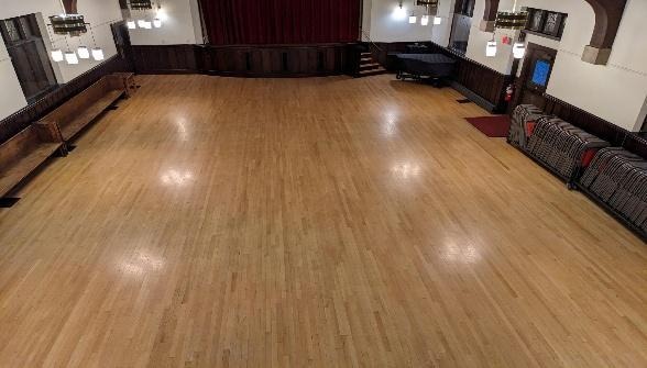 Renovated parish hall with under-floor radiant heating