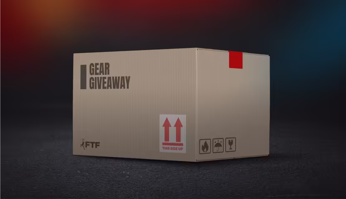 a box with a red stripe