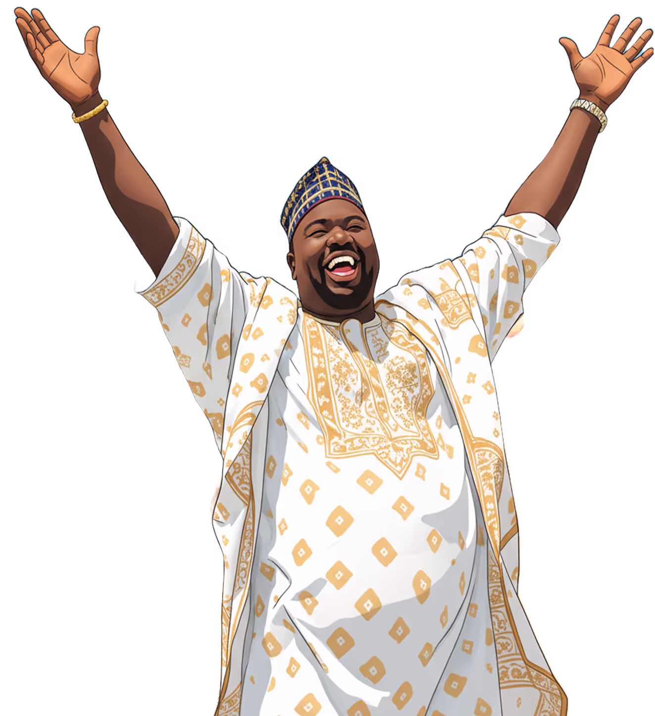 Happy African Man with Hands raised